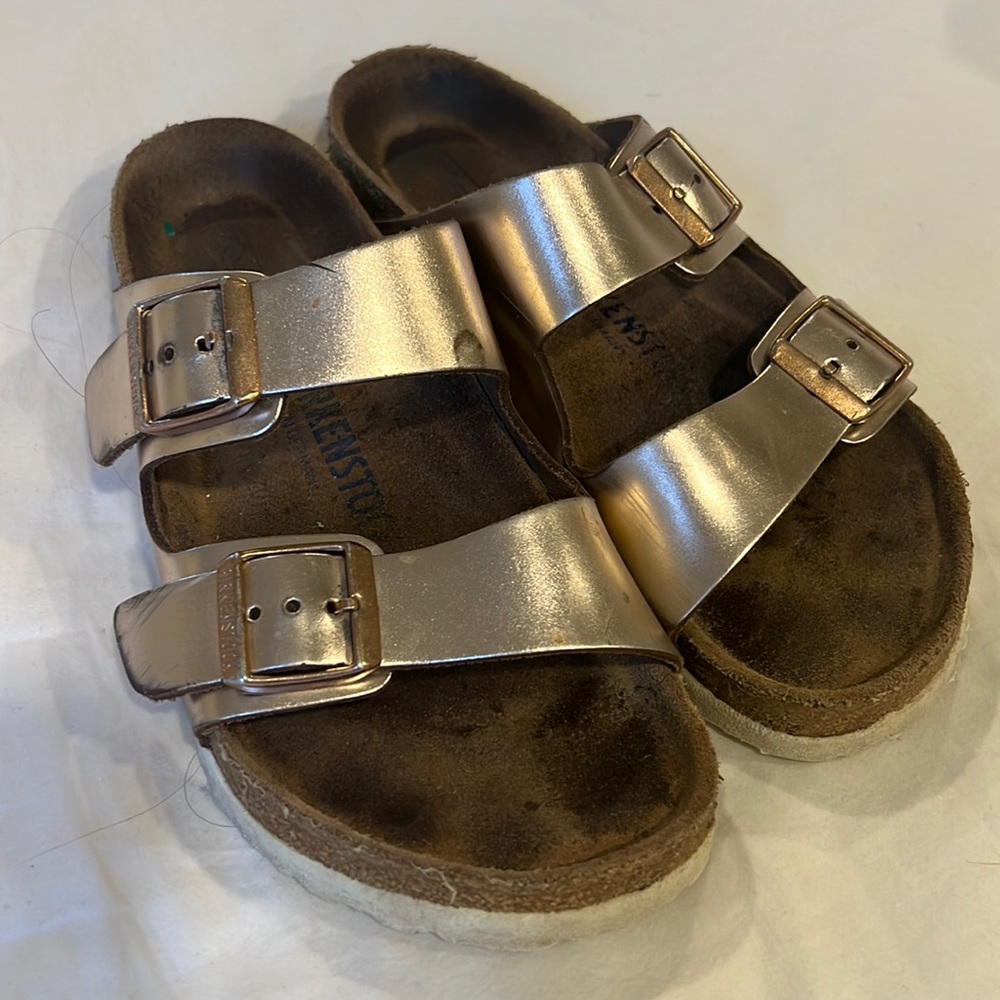 Birkenstock rose gold arizonas